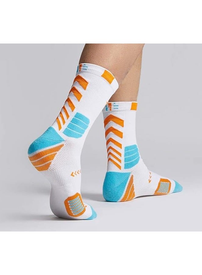 Joyelink Basketball Socks for Men Running Training Boys Compression Cotton Sock Men's Athletic Crew Socks Performance Thick Cushioned Sport Lightweight and Breathable 5 Pairs - Image 4