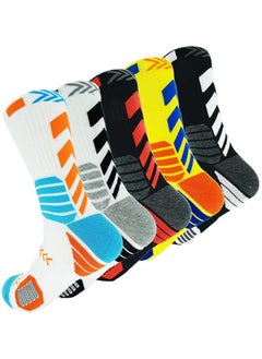 Joyelink Basketball Socks for Men Running Training Boys Compression Cotton Sock Men's Athletic Crew Socks Performance Thick Cushioned Sport Lightweight and Breathable 5 Pairs  - Image 1