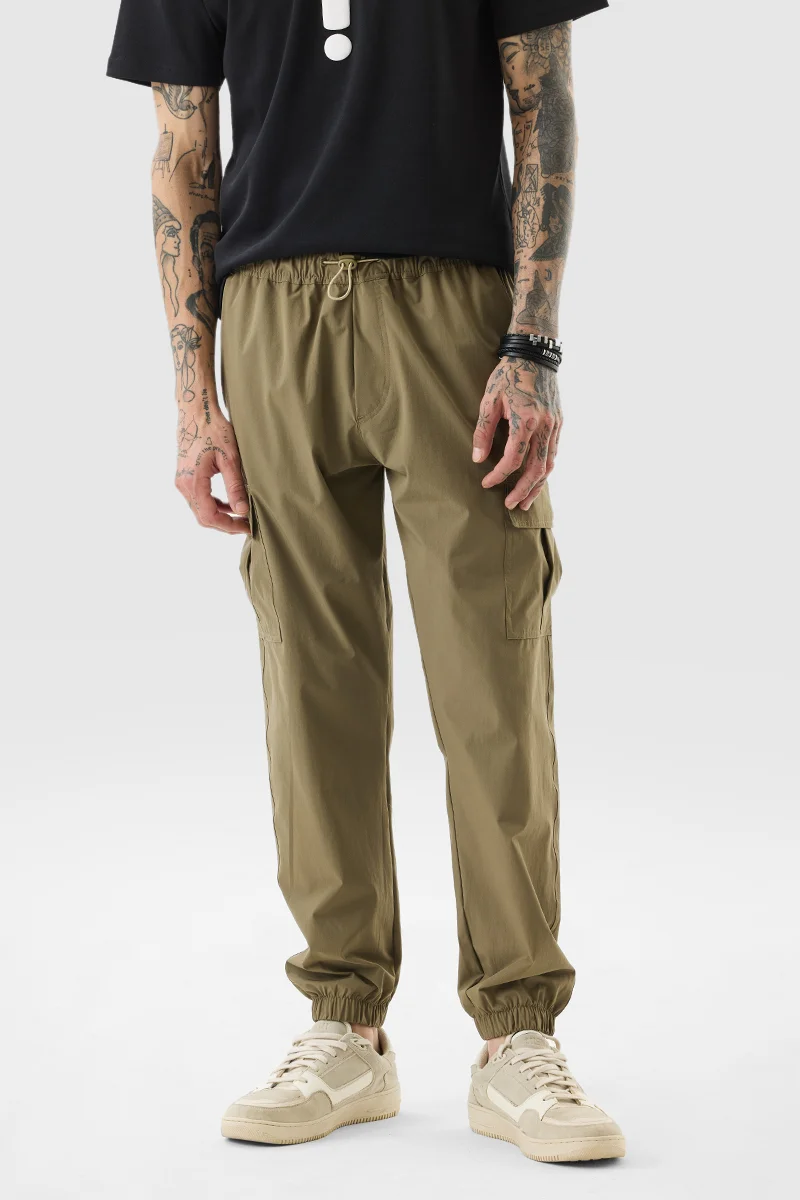 سنيتش Olive Solid Regular Fit Streetwear Cargo