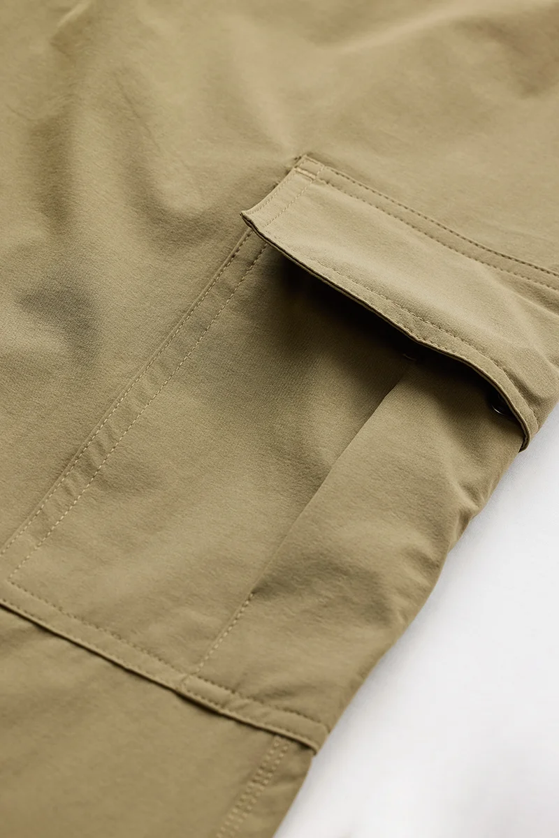 سنيتش Olive Solid Regular Fit Streetwear Cargo