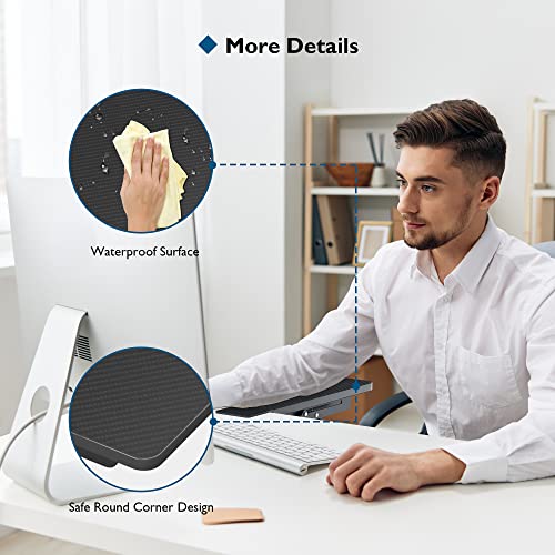 BONTEC Desk Extender Tray, 11.8"x5.9" Table Mount Arm Wrist Rest Shelf, 90°Foldable Elbow Support, Clamp on Computer Arm Rest for Desk, Office & Home Use, Durable & Easy to Install - Image 4