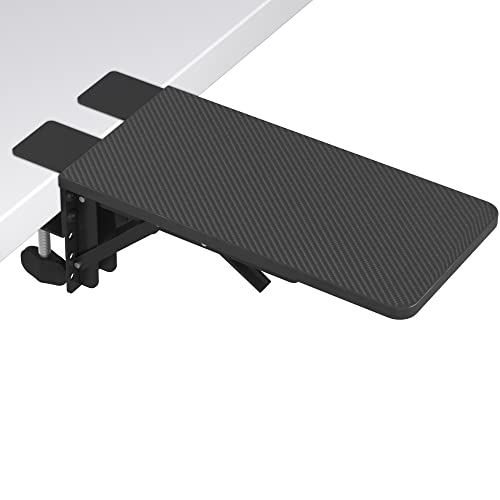 BONTEC Desk Extender Tray, 11.8"x5.9" Table Mount Arm Wrist Rest Shelf, 90°Foldable Elbow Support, Clamp on Computer Arm Rest for Desk, Office & Home Use, Durable & Easy to Install - Image 1