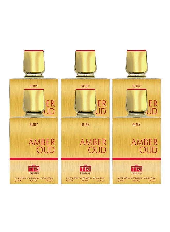 عطور TRI 6 قطع عطر عنبر عود روبي للجنسين 100 مل - Image 1