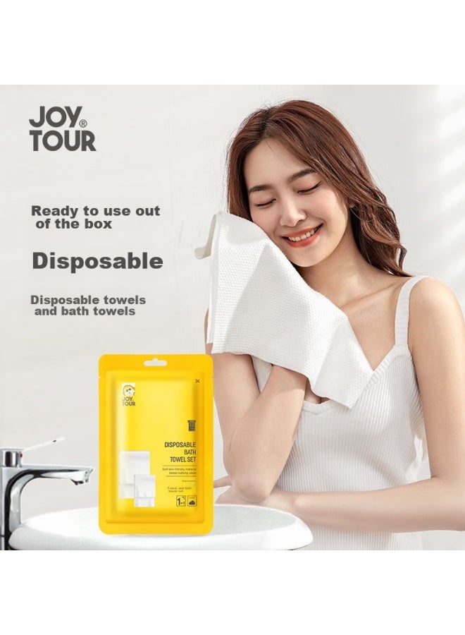 JOY TOUR Joytour Disposable Travel Towel And Bath Towel Set, Vacuum-sealed Non-compressed Hotel Thickened Non-woven Face Towels, Pack Of 5 - Image 2