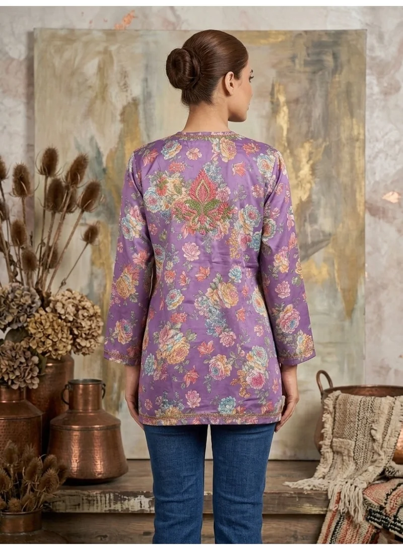 Alaya Hand Embroidered Chikankari Chiffon Kurti-ALFCRK115