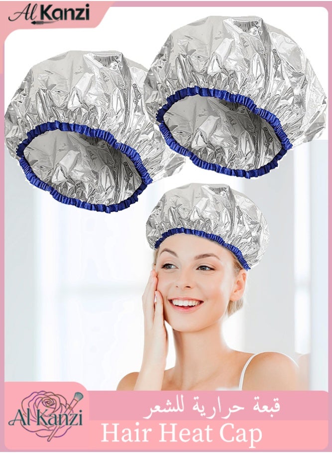 Al Kanzi Hair Heat Cap for Deep Conditioning, Thermal Hair Cap with Aluminum Foil Inner Layer, Reusable Steaming Hair Bonnets for Oil Treatment, Hair Mask, Home & Salon Use, 2PCS - Image 1