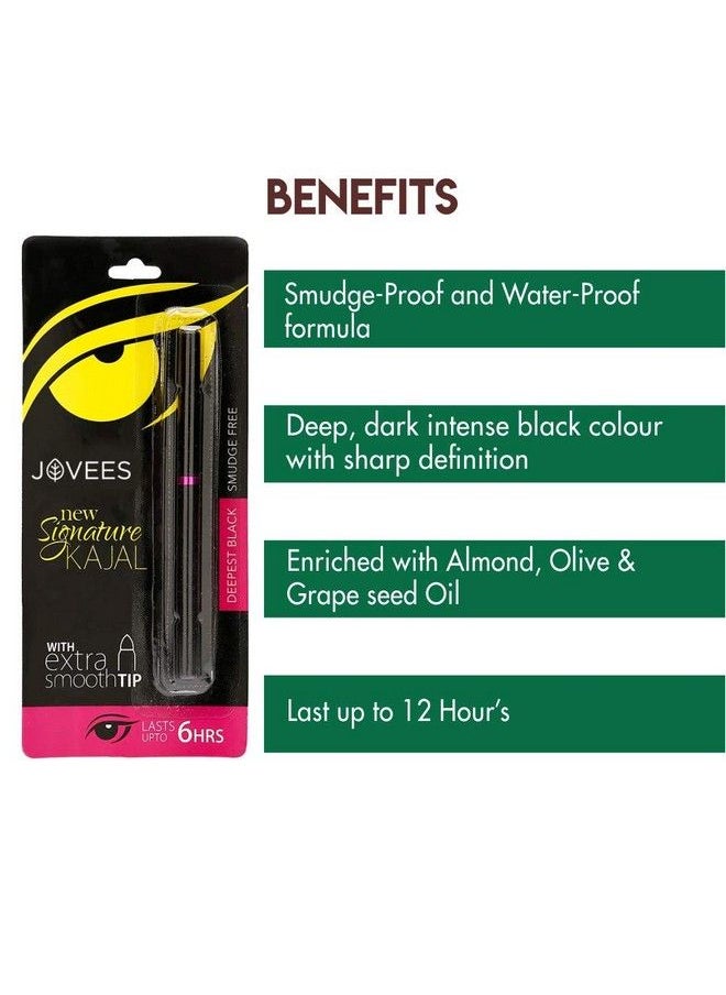 Jovees - Herbal New Signature Kajal With Extra Smooth Tip 3 Gms ; Herbal Kohl ; Smudge Free ; Lasts Upto 6 Hours ; Deepest Black - Image 1
