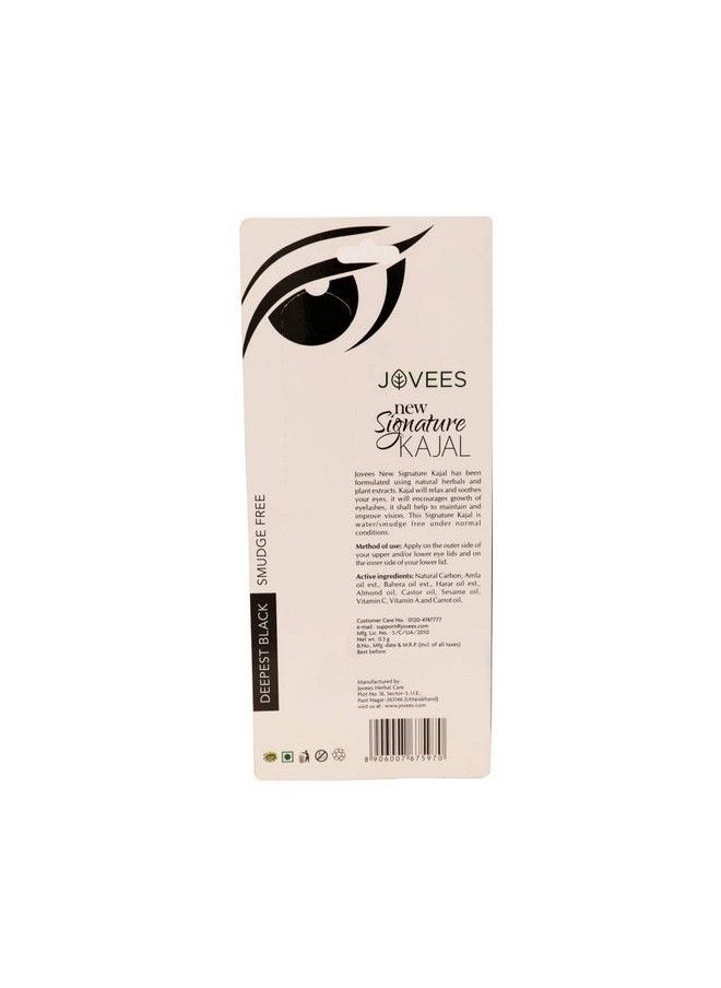 Jovees - Herbal New Signature Kajal With Extra Smooth Tip 3 Gms ; Herbal Kohl ; Smudge Free ; Lasts Upto 6 Hours ; Deepest Black - Image 1