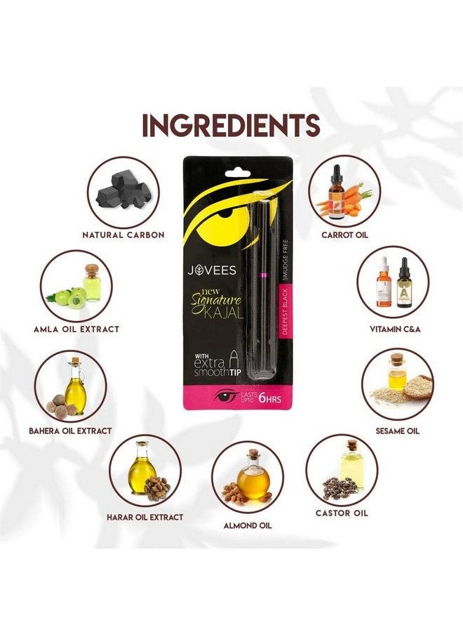 Jovees - Herbal New Signature Kajal With Extra Smooth Tip 3 Gms ; Herbal Kohl ; Smudge Free ; Lasts Upto 6 Hours ; Deepest Black - Image 1