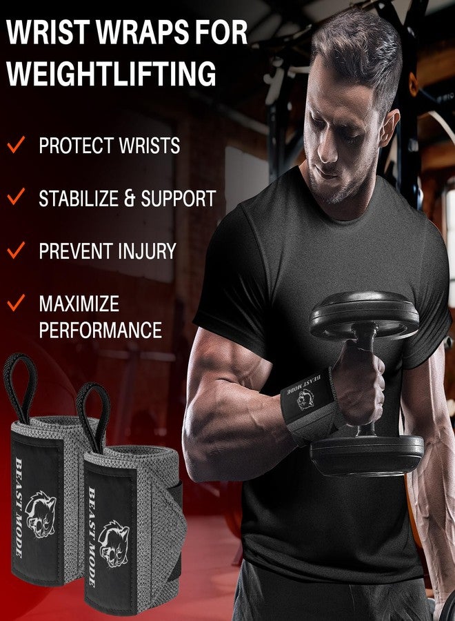 TECEUM Weightlifting Wrist Wraps with Thumb Loop – Gray – Arms on Fire – 12 inch – Heavy-Duty Workout Wrist Support & Protection – Ideal for Powerlifting, Strength Training, Bodybuilding - Image 2