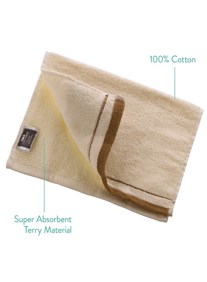 Creative Scents Cotton Fingertip Towels Set - 4 Pack - 11 x 18 Inches Decorative Extra-Absorbent and Soft Terry Towel for Bathroom - Powder Room, Guest and Housewarming Gift (Cream and Brown) - Image 3