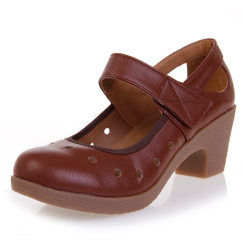 Generic Square Dance Shoes Mid-Heel Womens Soft-Sole Brown