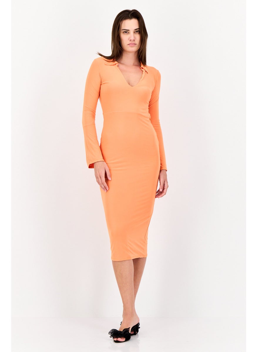 PUBLIC DESIRE Women Solid Bodycon Dress, Orange  - Image 1