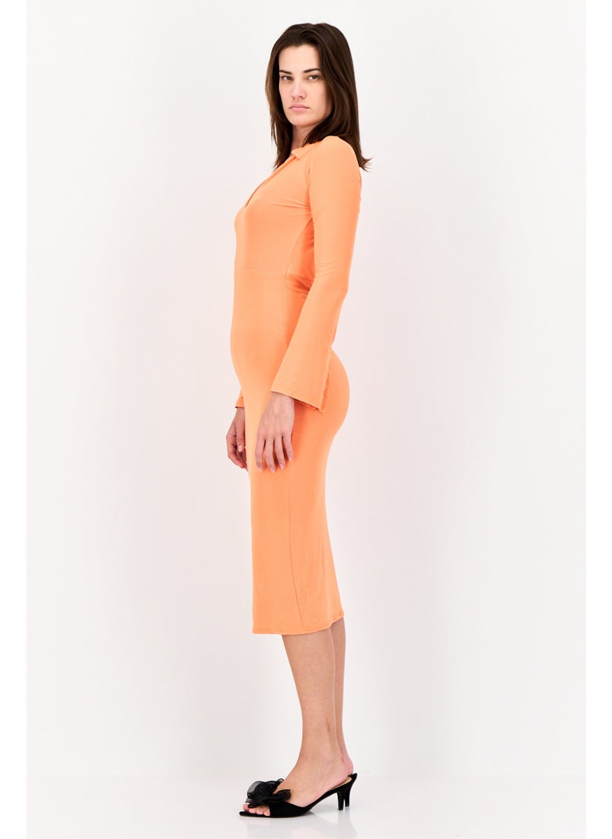 PUBLIC DESIRE Women Solid Bodycon Dress, Orange  - Image 3