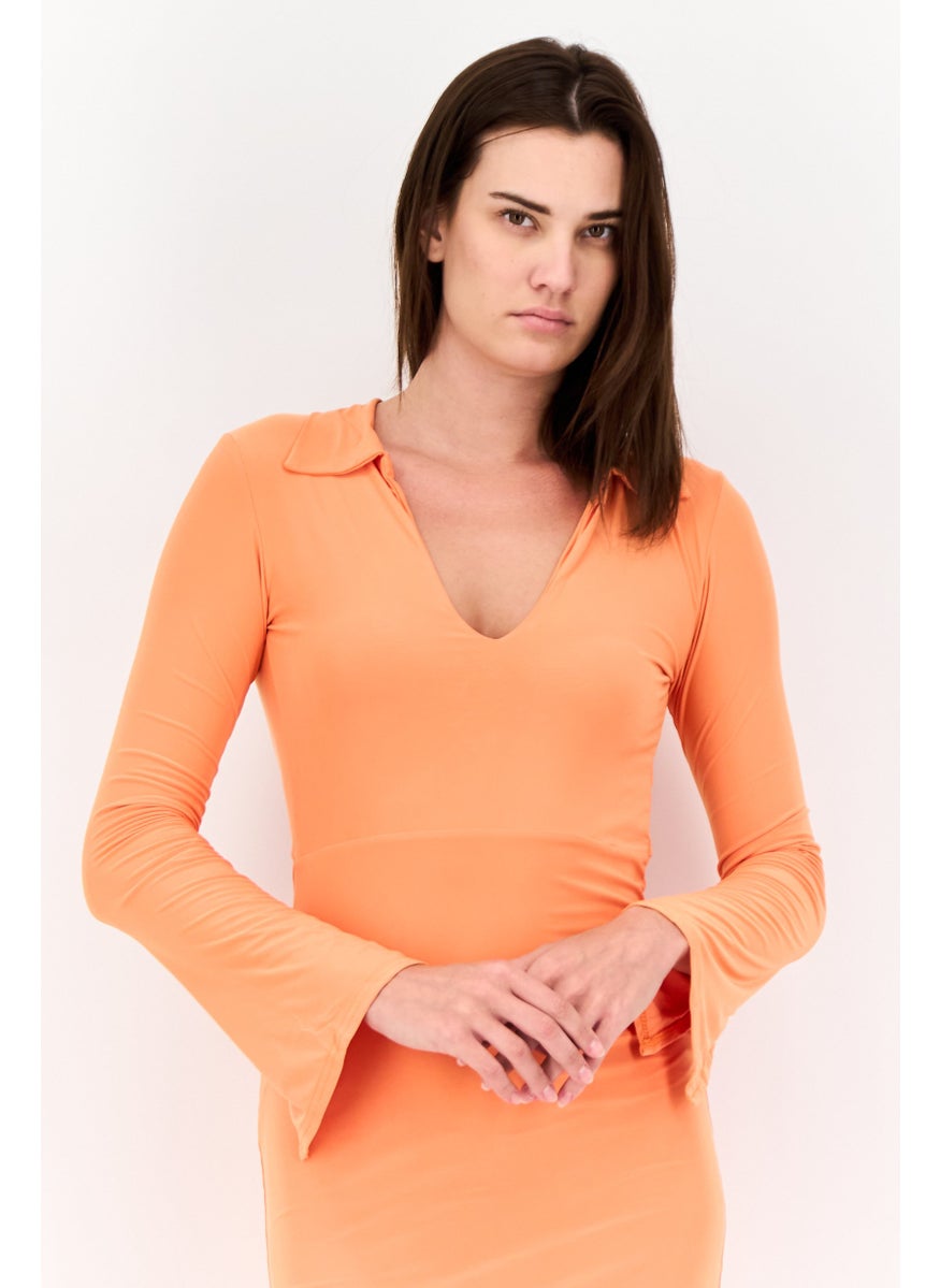PUBLIC DESIRE Women Solid Bodycon Dress, Orange  - Image 4