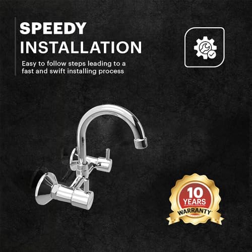 Johnson Bathrooms Johnson Coral Wall Mounted Sink Mixer with Spout| Compact Sleek and Stylish| with 2 Wall Flanges, 2 Inlet Connection Legs| Faucet for Modern Kitchen| Provision for Hot & Cold Water| 10 Years Warranty - Image 2