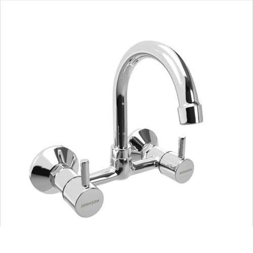 Johnson Bathrooms Johnson Coral Wall Mounted Sink Mixer with Spout| Compact Sleek and Stylish| with 2 Wall Flanges, 2 Inlet Connection Legs| Faucet for Modern Kitchen| Provision for Hot & Cold Water| 10 Years Warranty - Image 4