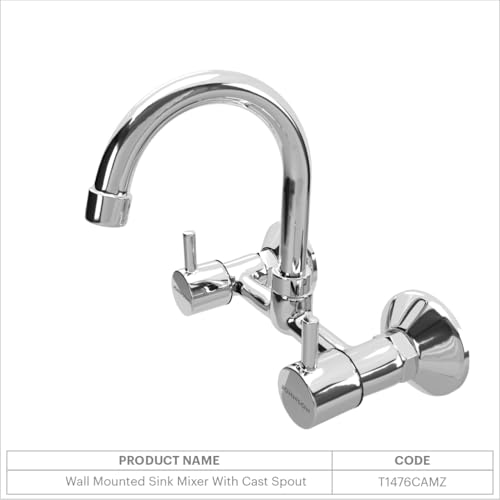Johnson Bathrooms Johnson Coral Wall Mounted Sink Mixer with Spout| Compact Sleek and Stylish| with 2 Wall Flanges, 2 Inlet Connection Legs| Faucet for Modern Kitchen| Provision for Hot & Cold Water| 10 Years Warranty - Image 5