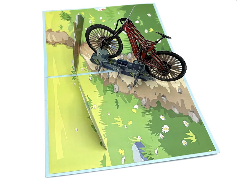 Teabug Cards Mountain Bike Adventure 3D Pop-Up Greeting Card, Birthday Card - Perfect for Cycling Enthusiasts - Image 3