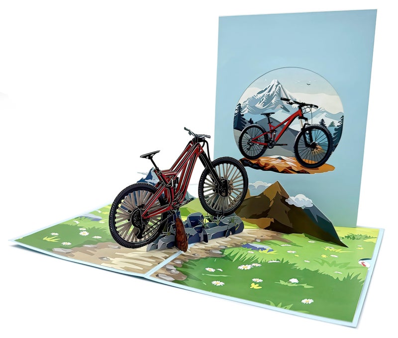 Teabug Cards Mountain Bike Adventure 3D Pop-Up Greeting Card, Birthday Card - Perfect for Cycling Enthusiasts - Image 2