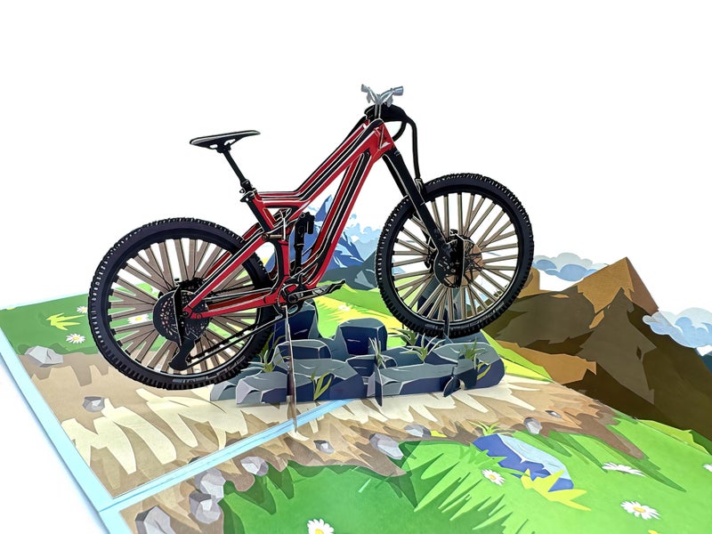 Teabug Cards Mountain Bike Adventure 3D Pop-Up Greeting Card, Birthday Card - Perfect for Cycling Enthusiasts - Image 1