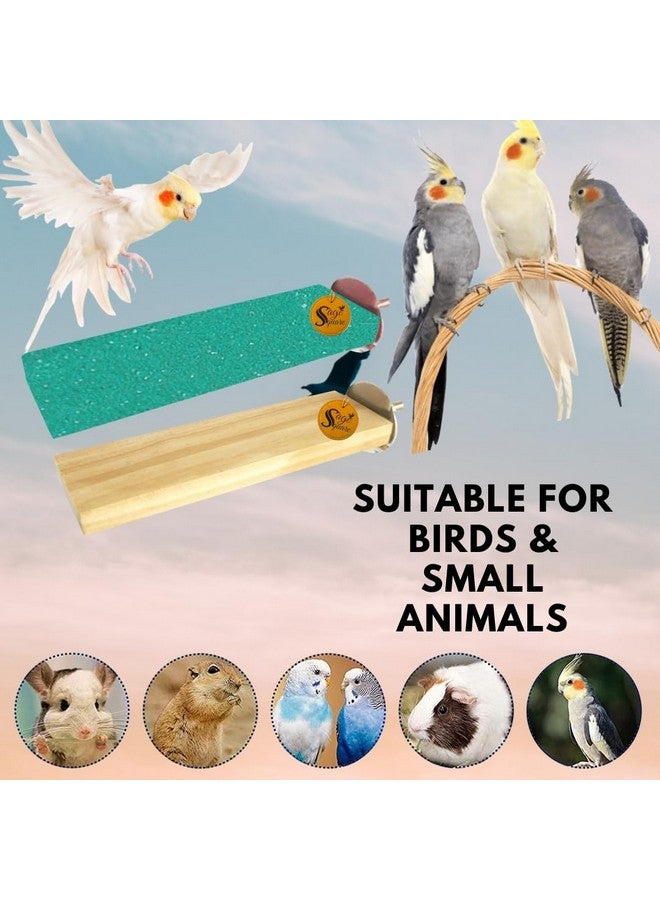 Sage Square Wooden Stand Sand Platform Made Of Natural Wood, Combo Of Two (2*5.5 & Sand 2*5.5 Inch) Rectangle Shaped Perch Stand, Cage Accessories, Playful Toy, Suitable For Birds, Parrots, Budgies - Image 4
