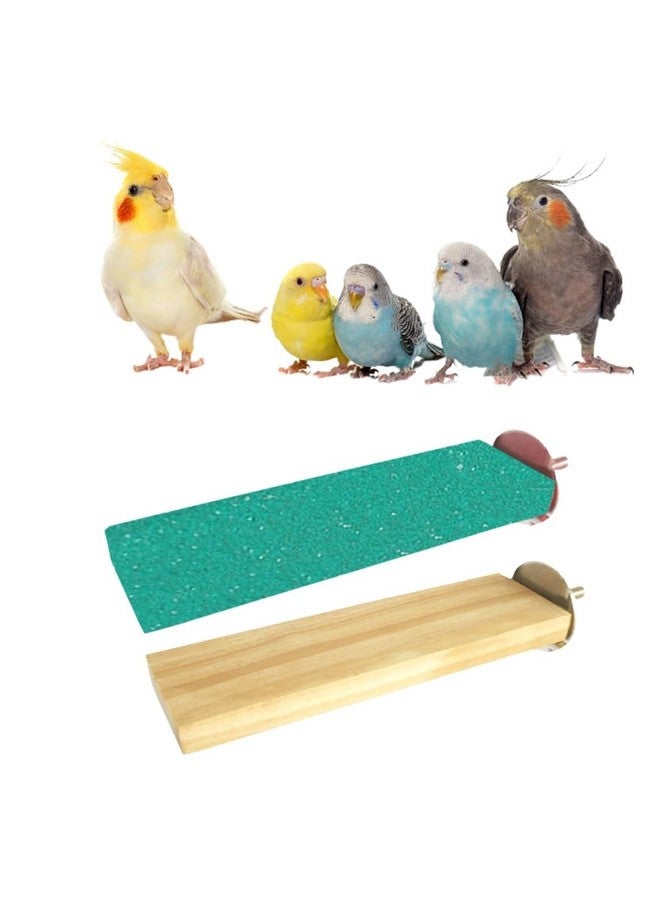 Sage Square Wooden Stand Sand Platform Made Of Natural Wood, Combo Of Two (2*5.5 & Sand 2*5.5 Inch) Rectangle Shaped Perch Stand, Cage Accessories, Playful Toy, Suitable For Birds, Parrots, Budgies - Image 1