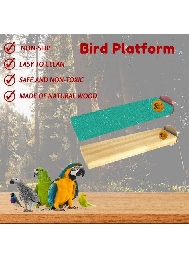 Sage Square Wooden Stand Sand Platform Made Of Natural Wood, Combo Of Two (2*5.5 & Sand 2*5.5 Inch) Rectangle Shaped Perch Stand, Cage Accessories, Playful Toy, Suitable For Birds, Parrots, Budgies - Image 3