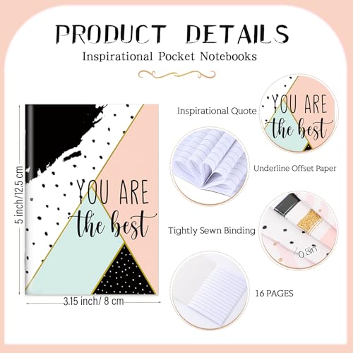 Sherr 72 Pcs Inspirational Notepads Party Favors Mini Motivational Journal Notebook Glitter Lines and Dots Encouragement Small Pocket Notepads Bulk for Women Teacher Employee Office 8 x 125 cm210g - Image 3