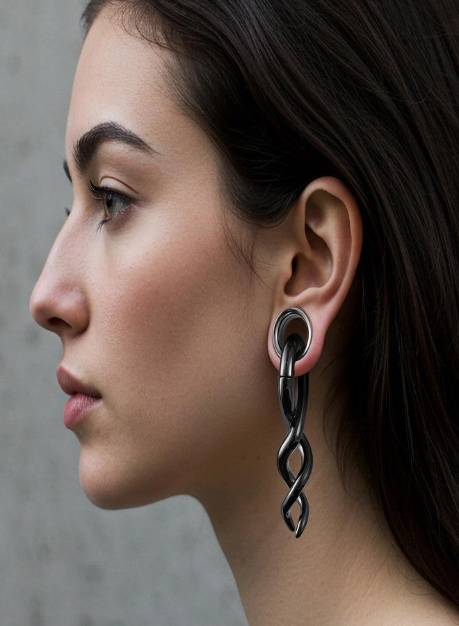 ERKUOO 1 Pair 2G Spiral Ear Hanger Weights for Stretched Ears Heavy Dangle Plug Gauges Women Men Gothic Minimalist 6mm Drop Ear Stretching Jewelry - Image 3
