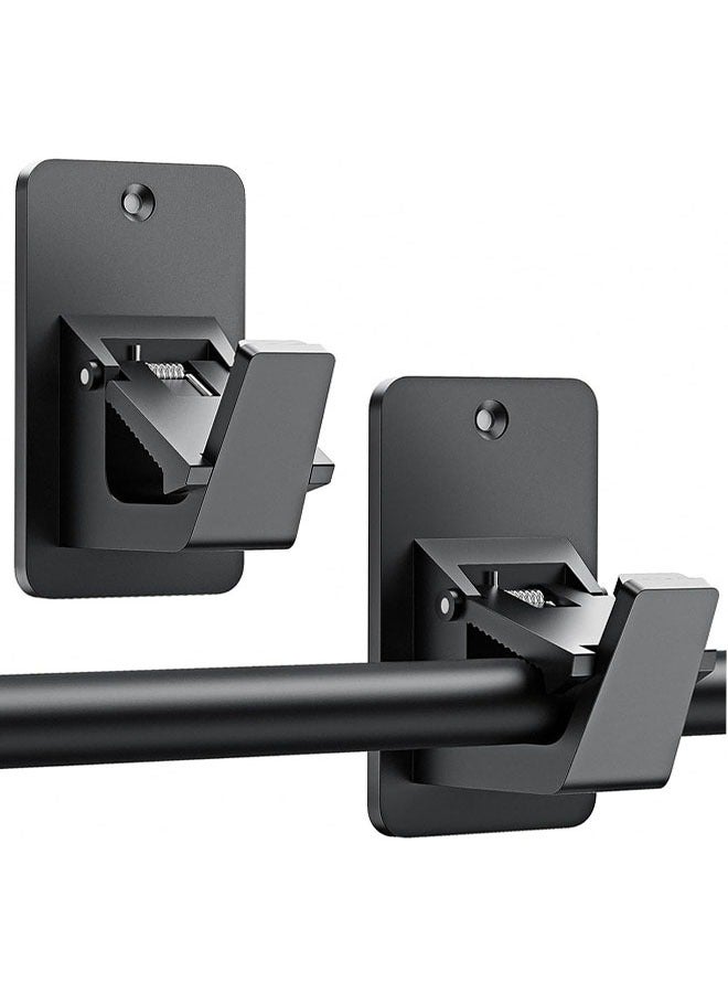 Curtain Rod Holders, 2 Pack No Drill Curtain Rod Brackets, Self Adhesive Curtain Rod Brackets Up to 30 LB, Nail Free Curtain Rod Hooks for Bathroom, Bedroom, Livingroom, Kitchen - Image 1