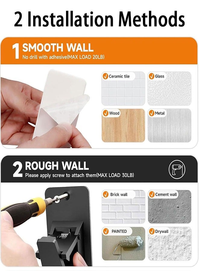 Curtain Rod Holders, 2 Pack No Drill Curtain Rod Brackets, Self Adhesive Curtain Rod Brackets Up to 30 LB, Nail Free Curtain Rod Hooks for Bathroom, Bedroom, Livingroom, Kitchen - Image 3