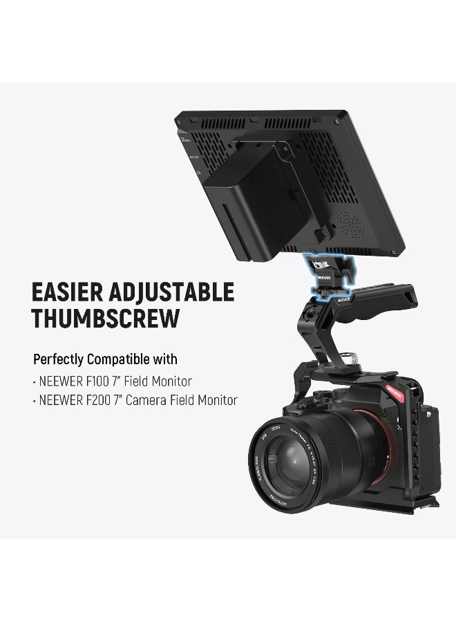 NEEWER Field Monitor Holder with Cold Shoe Mount – Adjustable 180° Tilt & 360° Swivel, 1/4" Screw with Locating Pin, Aluminum Bracket for 5"-7" Monitors Compatible with Atomos & Camera Rigs - Image 4