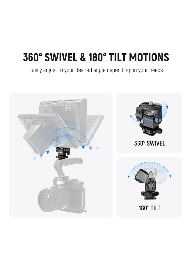 NEEWER Field Monitor Holder with Cold Shoe Mount – Adjustable 180° Tilt & 360° Swivel, 1/4" Screw with Locating Pin, Aluminum Bracket for 5"-7" Monitors Compatible with Atomos & Camera Rigs - Image 3