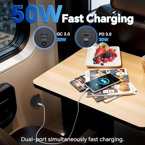 Acegoo RV USB Charger Outlet, 50W Dual Port 12V Quick Charging Port, 30W PD Type-C & 20W USB-A Surface Mount Panel for RV Camper Trailer Truck Boat Golf Cart (2Pcs) - Image 5