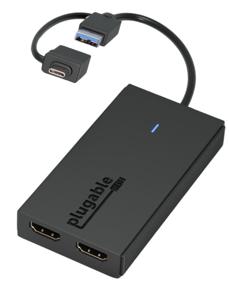 Plugable Dual Monitor Adapter for M1/M2/M3/M4 macOS Systems, Windows, ChromeOS. Broad Compatibility - Thunderbolt, USB-C, USB 3.0 to HDMI Adapter for Dual Monitors 1920x1080 @60Hz, SMI Driver Required - Image 1