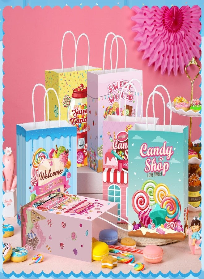 Sinload 24 Pcs Candy Sweet Goodie Bags with Handles Candy Land Gift Bags Lollipop Party Favors Sweet Shop Theme Paper Treat Boxes for Classroom Prizes Supplies Birthday Halloween Baby Shower Decor - Image 3