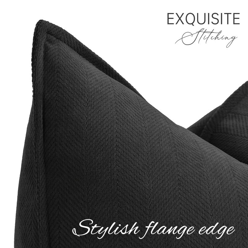 ZWJD Black Pillow Covers 18x18 Set of 2 Chenille Throw Pillow Covers with Elegant Design Soft and Luxurious Decorative Throw Pillows for Couch, Bed, and Home Decor - Image 2