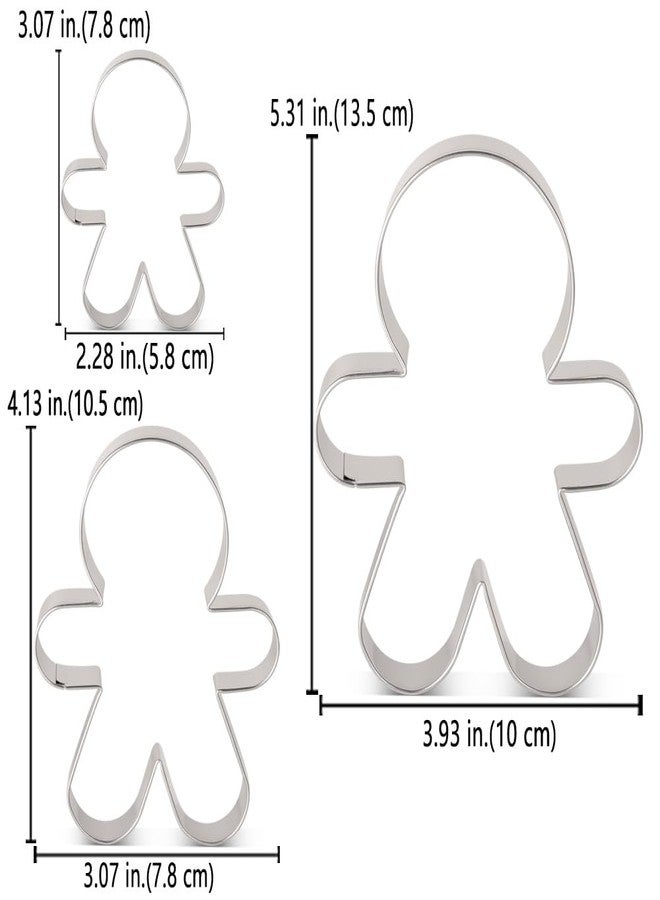 LILIAO Gingerbread Man Cookie Cutters 3-Pc Set, 3 Sizes: 5.31", 4.13", 3.07" - Image 2