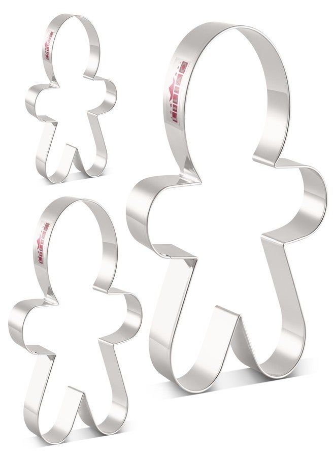 LILIAO Gingerbread Man Cookie Cutters 3-Pc Set, 3 Sizes: 5.31", 4.13", 3.07" - Image 1