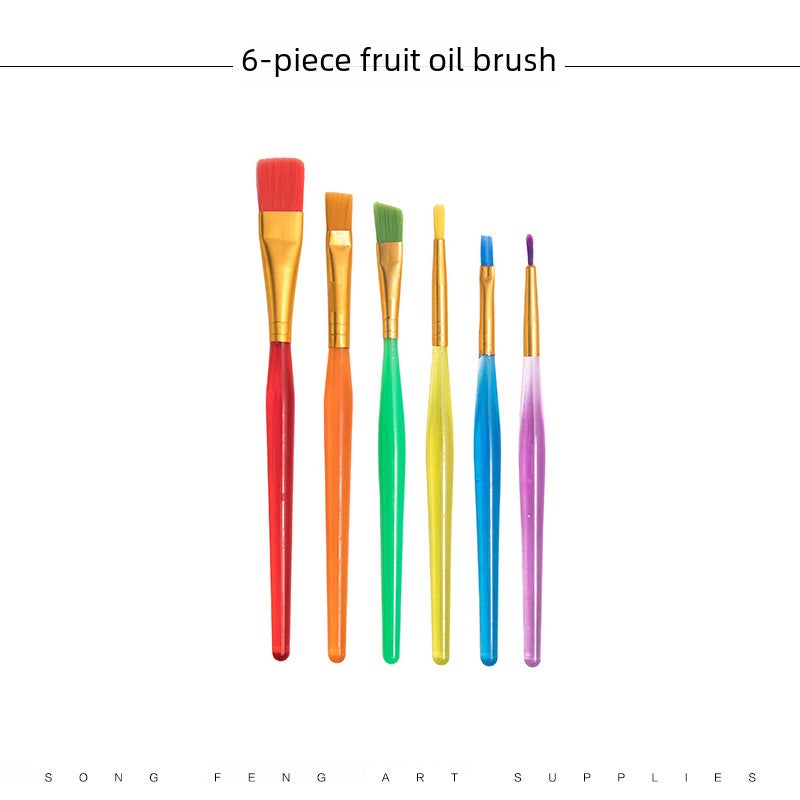 Generic Kids Candy Color Oil Painting Brushes 6-Pack Color 