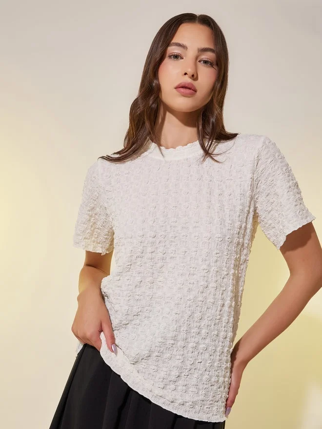 Take Two Take Two Textured Round Neck Regular Fit T-Shirt
