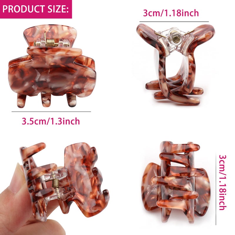 Messen 6 PCS Small Hair Claw Clips 1.4 Inch Tortoise Claw Clip for Women Girls Mini Size Leopard Print Acrylic French Design Jaw Clips Non-Slip Strong Hold Hair Grip Catch Barrette (Set 02) - Image 2
