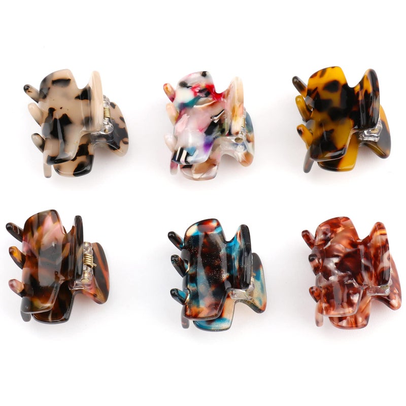 Messen 6 PCS Small Hair Claw Clips 1.4 Inch Tortoise Claw Clip for Women Girls Mini Size Leopard Print Acrylic French Design Jaw Clips Non-Slip Strong Hold Hair Grip Catch Barrette (Set 02) - Image 4