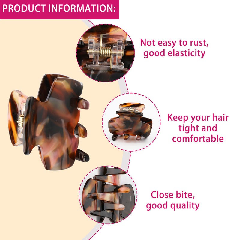 Messen 6 PCS Small Hair Claw Clips 1.4 Inch Tortoise Claw Clip for Women Girls Mini Size Leopard Print Acrylic French Design Jaw Clips Non-Slip Strong Hold Hair Grip Catch Barrette (Set 02) - Image 3