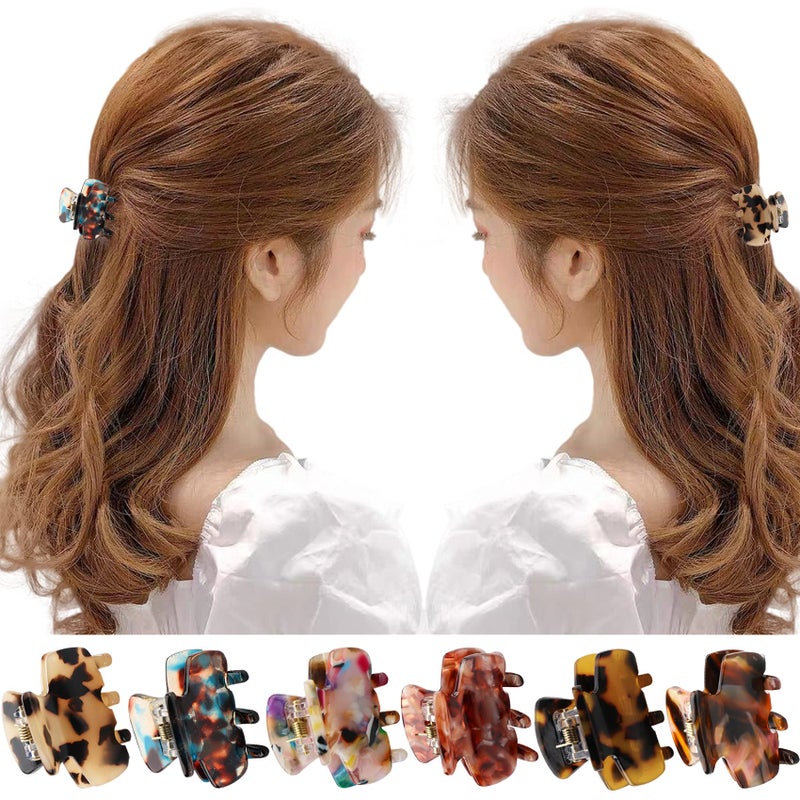 Messen 6 PCS Small Hair Claw Clips 1.4 Inch Tortoise Claw Clip for Women Girls Mini Size Leopard Print Acrylic French Design Jaw Clips Non-Slip Strong Hold Hair Grip Catch Barrette (Set 02) - Image 5