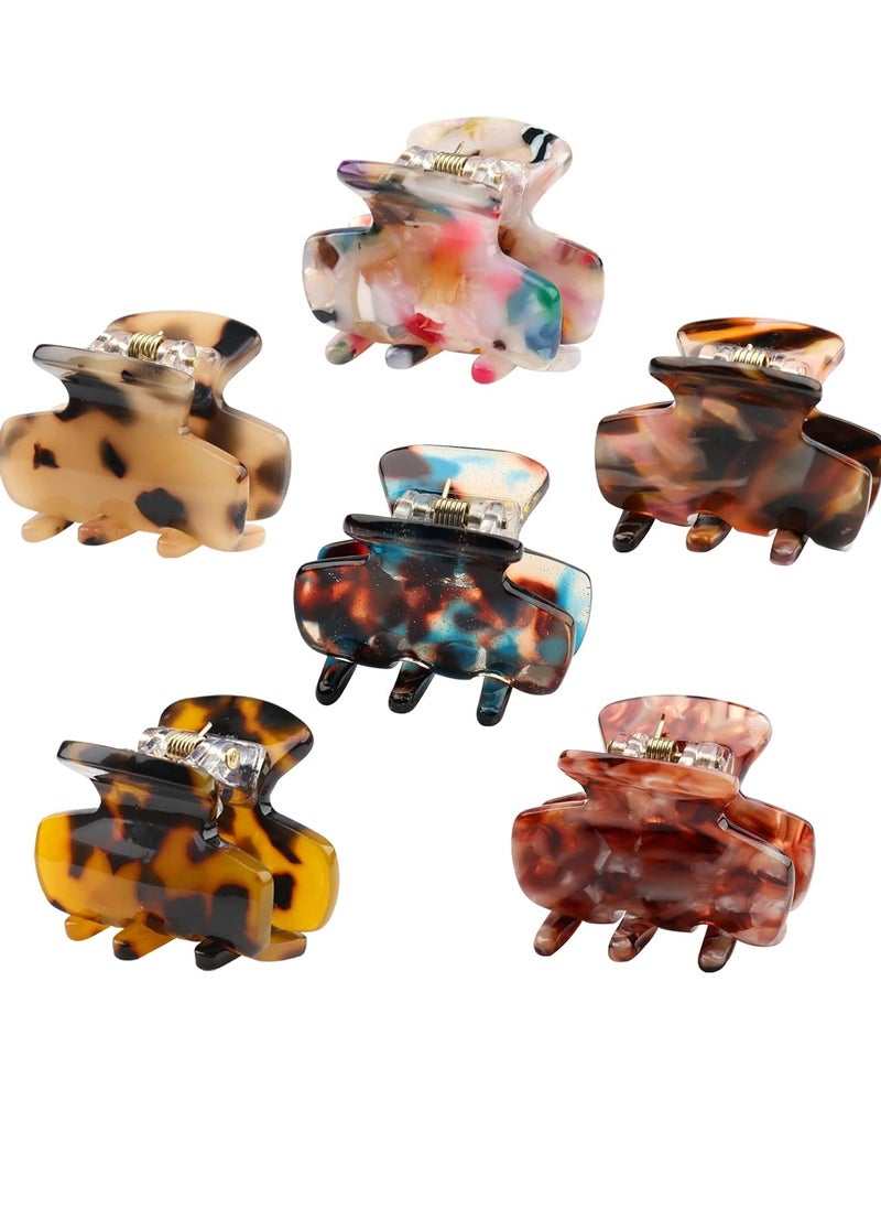 Messen 6 PCS Small Hair Claw Clips 1.4 Inch Tortoise Claw Clip for Women Girls Mini Size Leopard Print Acrylic French Design Jaw Clips Non-Slip Strong Hold Hair Grip Catch Barrette (Set 02)  - Image 1