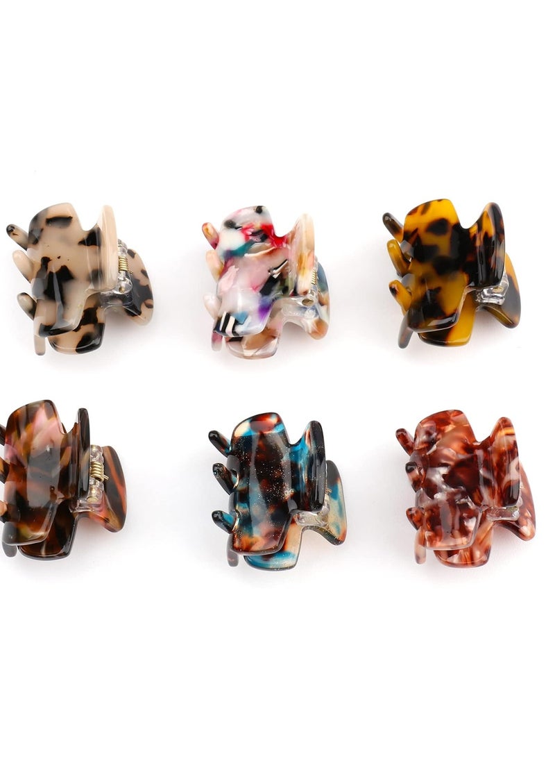 Messen 6 PCS Small Hair Claw Clips 1.4 Inch Tortoise Claw Clip for Women Girls Mini Size Leopard Print Acrylic French Design Jaw Clips Non-Slip Strong Hold Hair Grip Catch Barrette (Set 02)  - Image 2