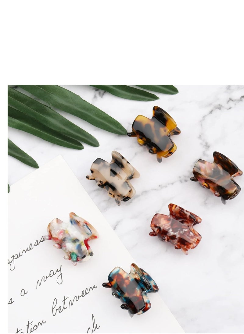 Messen 6 PCS Small Hair Claw Clips 1.4 Inch Tortoise Claw Clip for Women Girls Mini Size Leopard Print Acrylic French Design Jaw Clips Non-Slip Strong Hold Hair Grip Catch Barrette (Set 02)  - Image 3