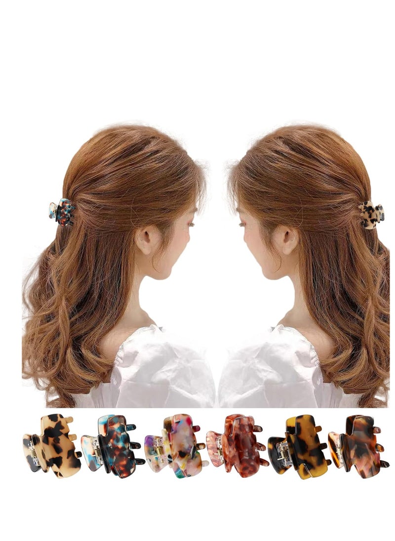 Messen 6 PCS Small Hair Claw Clips 1.4 Inch Tortoise Claw Clip for Women Girls Mini Size Leopard Print Acrylic French Design Jaw Clips Non-Slip Strong Hold Hair Grip Catch Barrette (Set 02)  - Image 5